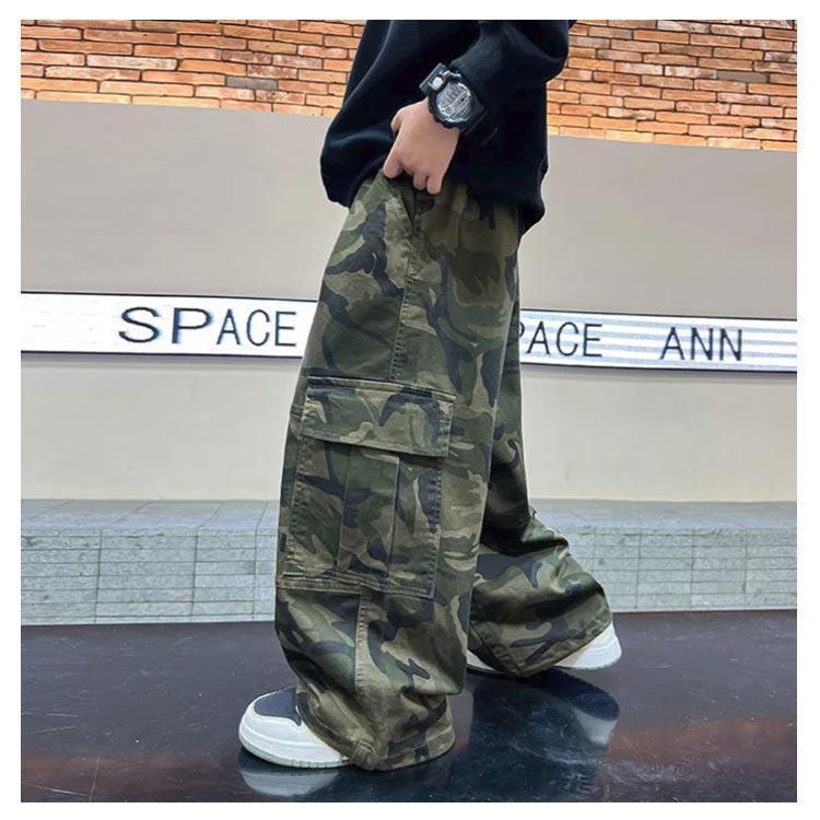 ヒップホップ 衣装 子供 キッズダンス衣装 迷彩 パンツ ロング丈 練習着 キッズ カーゴパンツ ダンス 子ども ストリート 緑 グリーン 黒 ブラッ | ブランド登録なし | 09