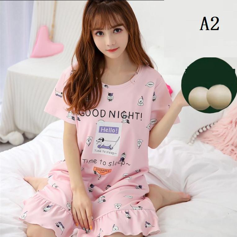 カップ付き ワンピース ルームウェア レディース ロングTシャツワンピース 半袖 パジャマ ブラカップ付き ゆったり 大きいサイズ 半 | ブランド登録なし | 01