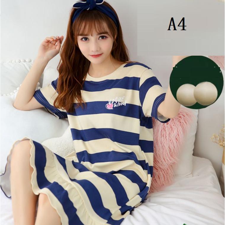 カップ付き ワンピース ルームウェア レディース ロングTシャツワンピース 半袖 パジャマ ブラカップ付き ゆったり 大きいサイズ 半 | ブランド登録なし | 03