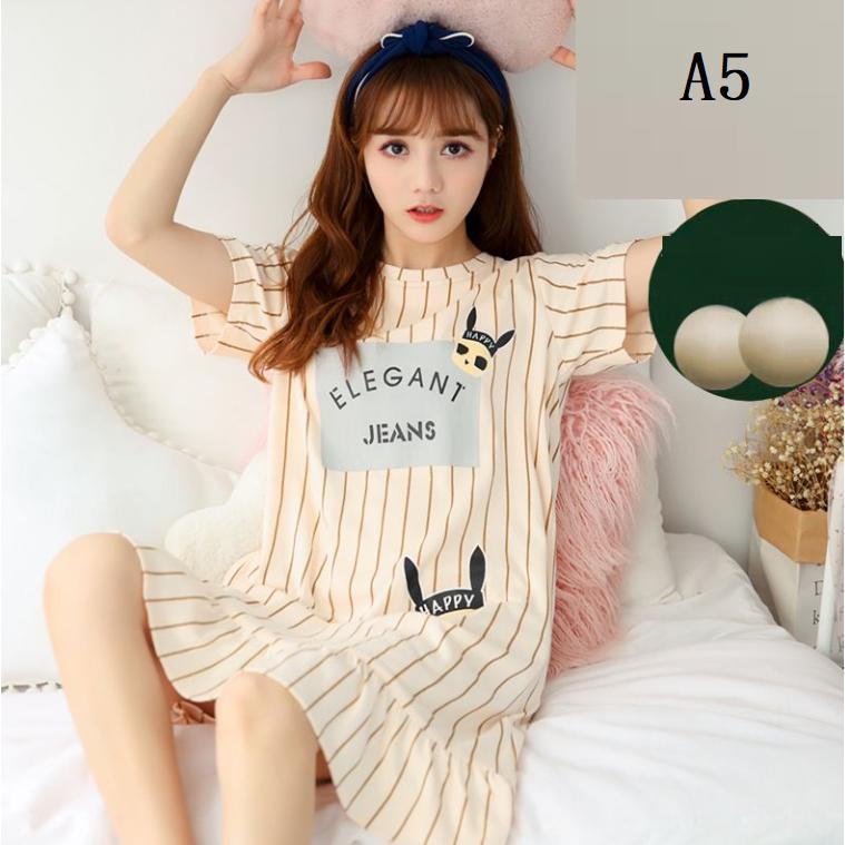 カップ付き ワンピース ルームウェア レディース ロングTシャツワンピース 半袖 パジャマ ブラカップ付き ゆったり 大きいサイズ 半 | ブランド登録なし | 04
