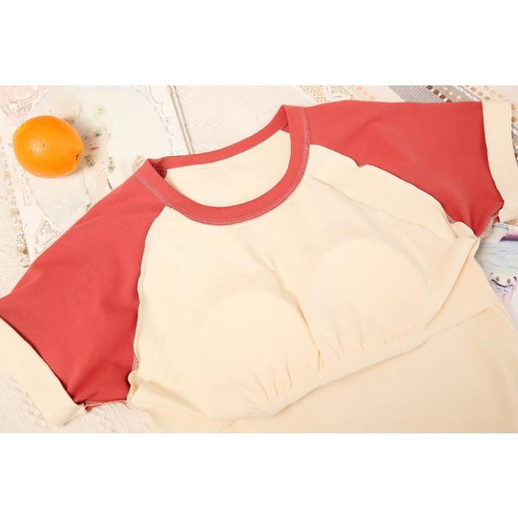カップ付き ワンピース ルームウェア レディース ロングTシャツワンピース 半袖 パジャマ ブラカップ付き ゆったり 大きいサイズ 半 | ブランド登録なし | 07