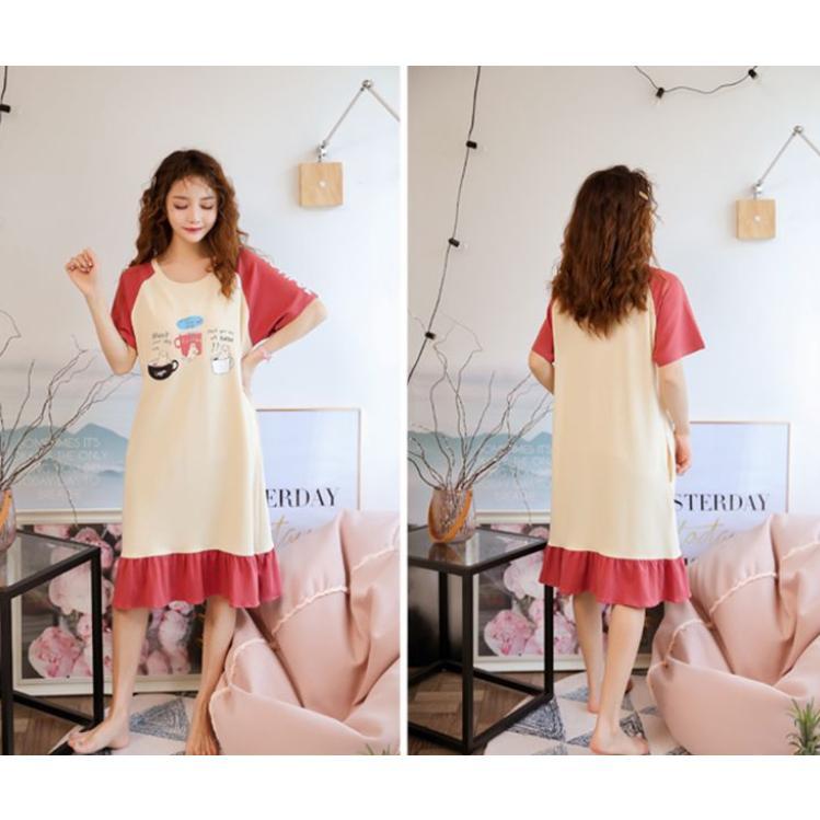 カップ付き ワンピース ルームウェア レディース ロングTシャツワンピース 半袖 パジャマ ブラカップ付き ゆったり 大きいサイズ 半 | ブランド登録なし | 09