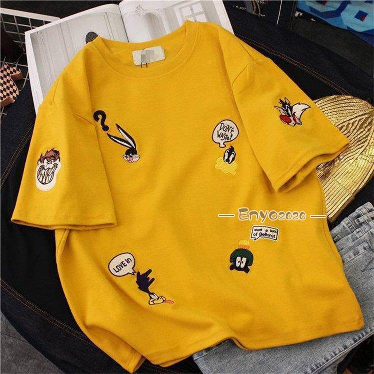 Tシャツ ゆるTシャツ 刺繍 ゆったり 五分袖 レディース ス |  | 02