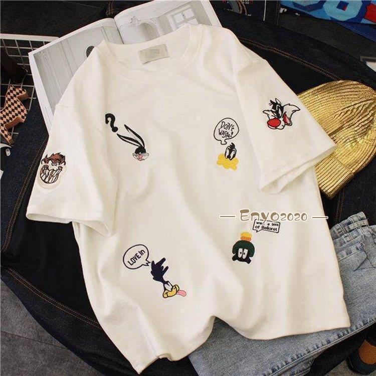 Tシャツ ゆるTシャツ 刺繍 ゆったり 五分袖 レディース ス |  | 04