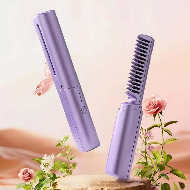 ヒートブラシ コードレス ブラシアイロン ミニ ヘアアイロンブラシ くし型 USB充電式 2way ストレートブラシ 携帯用 カール ヘアアイロン マ | ブランド登録なし | 02
