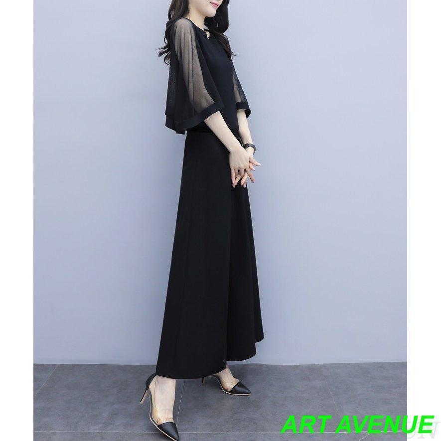 かっこいいパンツドレス 袖あり 黒 セパレート パーティードレス 結婚式 お呼ばれ ドレス 30代 40代 50代 黒ドレス セットアップ | ブランド登録なし | 08