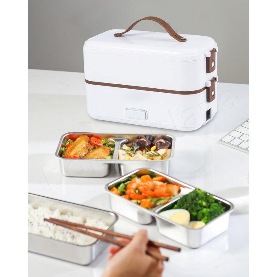 電気弁当箱 2段式 ご飯が炊ける弁当箱 電気ランチボックス 弁当箱 大容量 電気加熱式 携帯便 持ち運び 軽量 操作簡単 母の日 | ブランド登録なし | 01