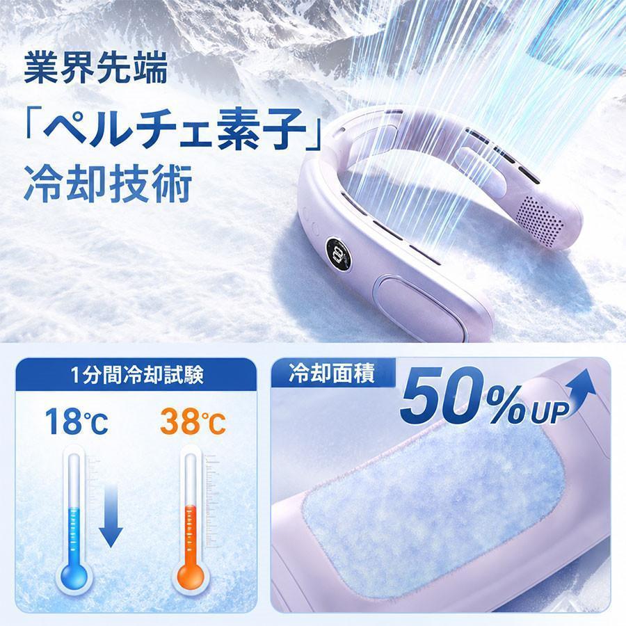 首掛け扇風機 ネッククーラー 冷却プレート付き ネックファン 大風量 携帯扇風機 首かけ ペルチェ素子 -20°瞬冷 Type-C充電式 風量5段階 | ブランド登録なし | 02