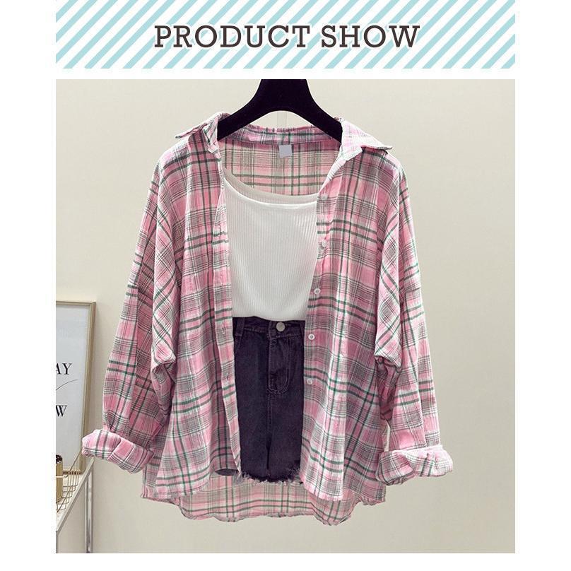 長袖シャツ チェック柄 レディース 春夏 薄手 uvカット ゆったり おしゃれ 日焼け防止グッズ オフィス 冷房対策 紫外線対策 羽織もの 服 | ブランド登録なし | 10