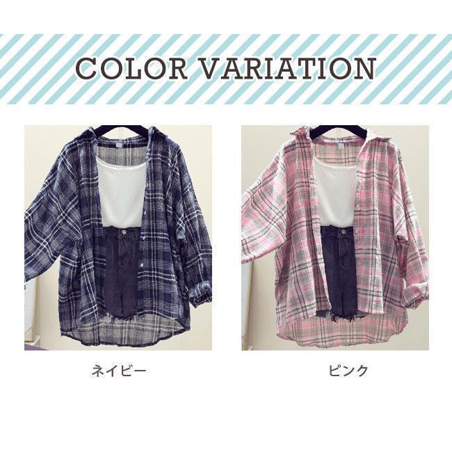 長袖シャツ チェック柄 レディース 春夏 薄手 uvカット ゆったり おしゃれ 日焼け防止グッズ オフィス 冷房対策 紫外線対策 羽織もの 服 | ブランド登録なし | 07
