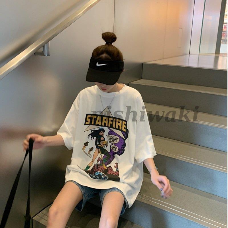 レディース Tシャツワンピース ビックTシャツ オーバーサイズアメコミ ビンテージ プリント 半袖 5分丈 かわいい おしゃれ アメカジ | ブランド登録なし | 10