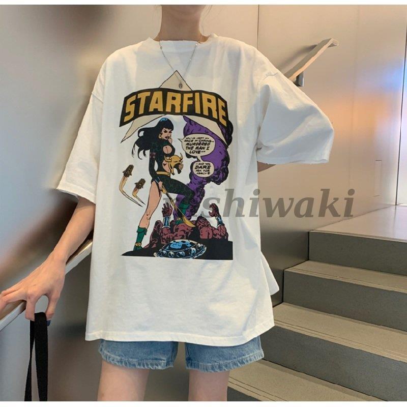 レディース Tシャツワンピース ビックTシャツ オーバーサイズアメコミ ビンテージ プリント 半袖 5分丈 かわいい おしゃれ アメカジ | ブランド登録なし | 11