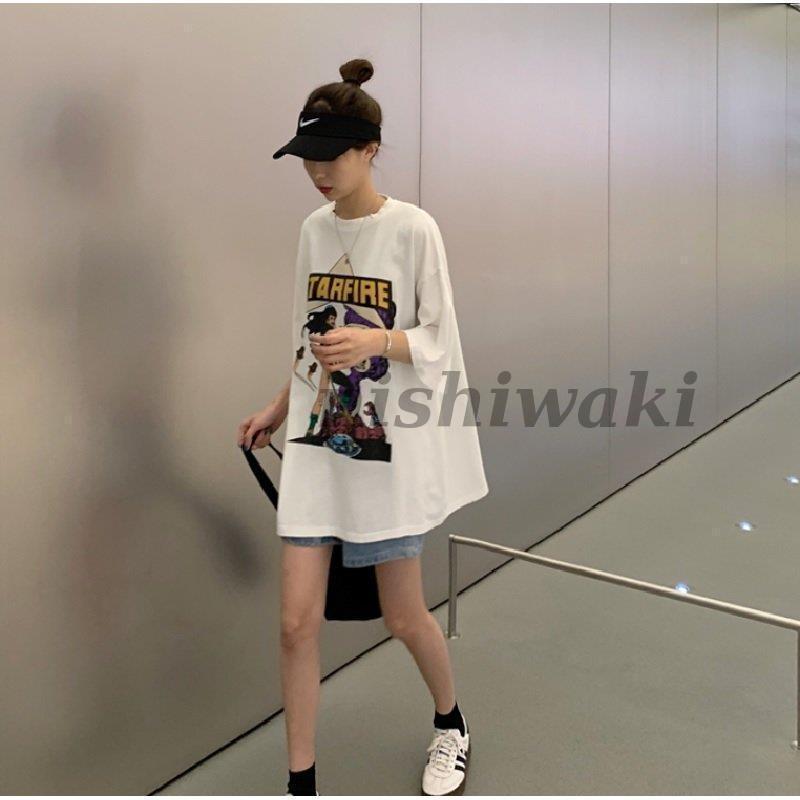 レディース Tシャツワンピース ビックTシャツ オーバーサイズアメコミ ビンテージ プリント 半袖 5分丈 かわいい おしゃれ アメカジ | ブランド登録なし | 12