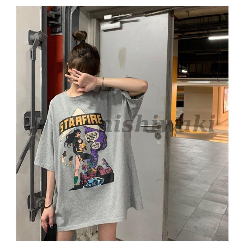 レディース Tシャツワンピース ビックTシャツ オーバーサイズアメコミ ビンテージ プリント 半袖 5分丈 かわいい おしゃれ アメカジ | ブランド登録なし | 16