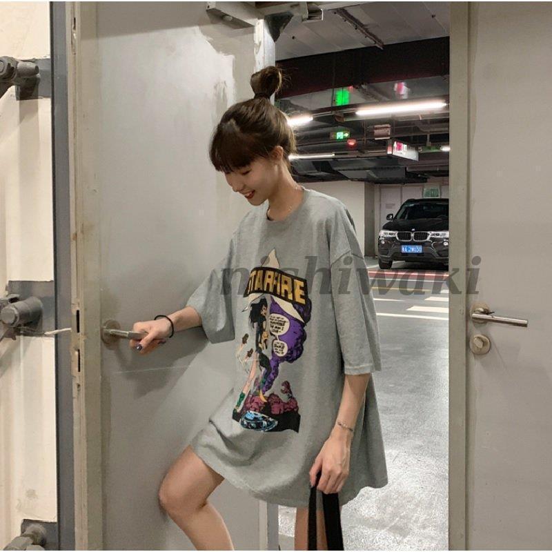 レディース Tシャツワンピース ビックTシャツ オーバーサイズアメコミ ビンテージ プリント 半袖 5分丈 かわいい おしゃれ アメカジ | ブランド登録なし | 17