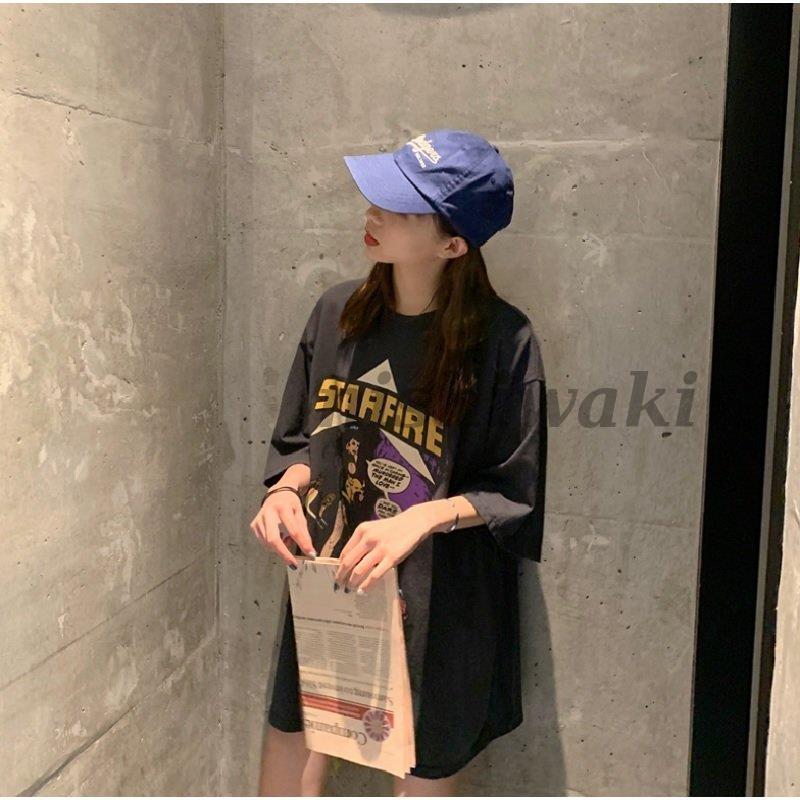 レディース Tシャツワンピース ビックTシャツ オーバーサイズアメコミ ビンテージ プリント 半袖 5分丈 かわいい おしゃれ アメカジ | ブランド登録なし | 03