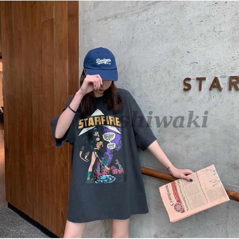 レディース Tシャツワンピース ビックTシャツ オーバーサイズアメコミ ビンテージ プリント 半袖 5分丈 かわいい おしゃれ アメカジ | ブランド登録なし | 04
