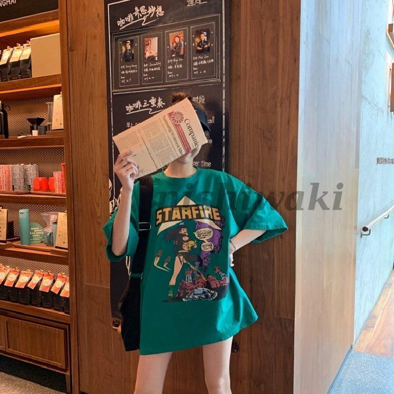 レディース Tシャツワンピース ビックTシャツ オーバーサイズアメコミ ビンテージ プリント 半袖 5分丈 かわいい おしゃれ アメカジ | ブランド登録なし | 08