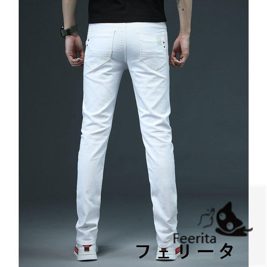 デニムパンツ ジーンズ メンズ ストレッチ ビジネス ホワイト 白 ズボン 爽やか 春 夏 ボトムズ スリム スキニーデニム 長ズボン | ブランド登録なし | 04