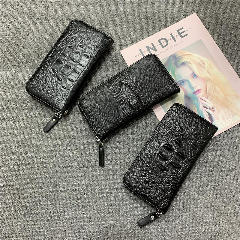 新作 長財布 メンズ ロングウォレット 財布 クロコ型押し ワニ柄 ダブルファスナー ストラップ付き 無地 大容量 ビジネス 携帯入れ ギフト 父の日 | ブランド登録なし | 10