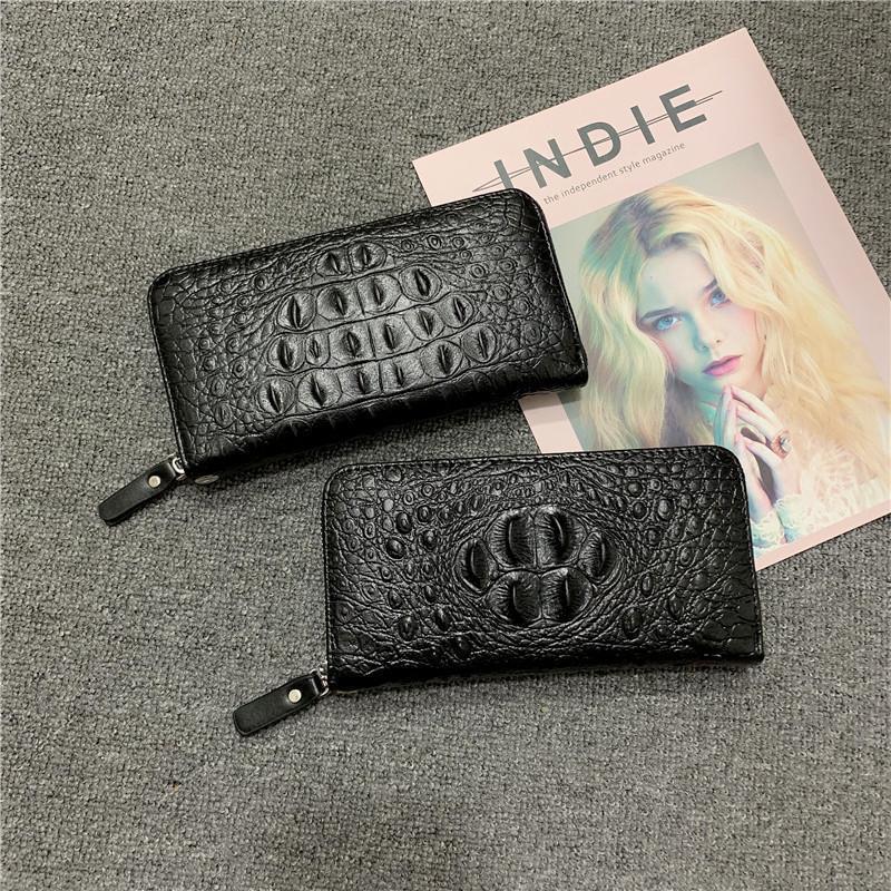 新作 長財布 メンズ ロングウォレット 財布 クロコ型押し ワニ柄 ダブルファスナー ストラップ付き 無地 大容量 ビジネス 携帯入れ ギフト 父の日 | ブランド登録なし | 11