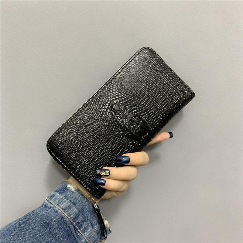 新作 長財布 メンズ ロングウォレット 財布 クロコ型押し ワニ柄 ダブルファスナー ストラップ付き 無地 大容量 ビジネス 携帯入れ ギフト 父の日 | ブランド登録なし | 06