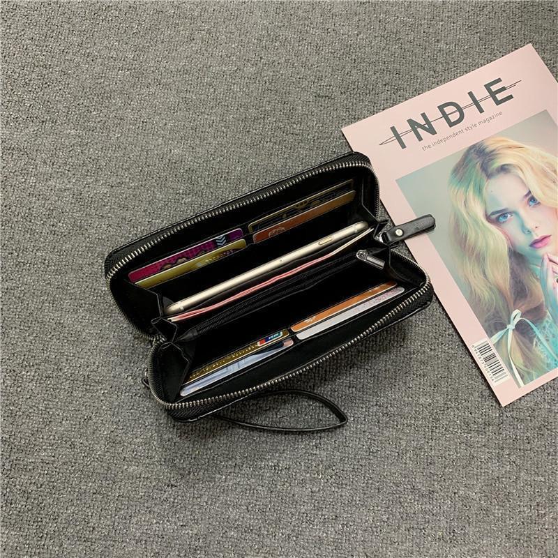 新作 長財布 メンズ ロングウォレット 財布 クロコ型押し ワニ柄 ダブルファスナー ストラップ付き 無地 大容量 ビジネス 携帯入れ ギフト 父の日 | ブランド登録なし | 09