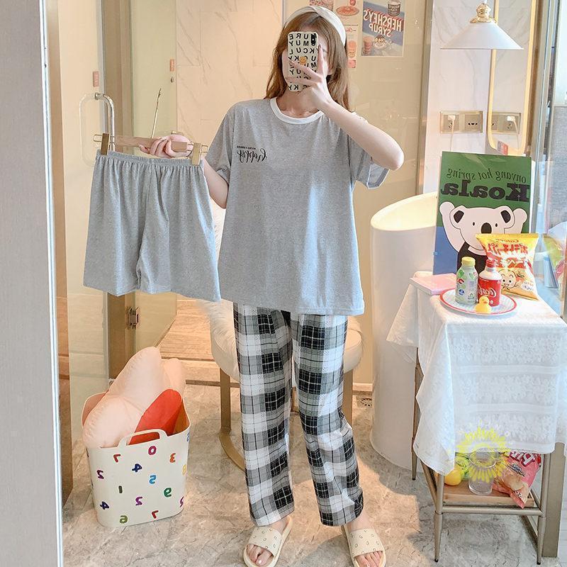 パジャマ ルームウェア レディース 3点セット セットアップ 半袖 夏 チェック柄 寝巻き 部屋着 涼しい サラサラ 柔らかい プレゼント | ブランド登録なし | 17
