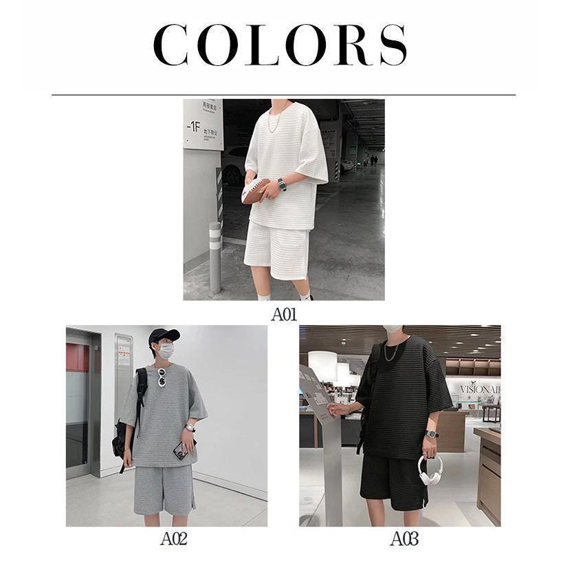 セットアップ メンズ 半袖 夏 上下セット Tシャツ ハーフパンツ ショートパンツ ジャージ 半袖 ルームウェア 部屋着 ゆったり 夏服 |  | 02