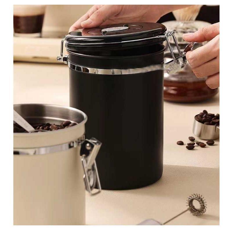 コーヒーキャニスター コーヒー豆 キャニスター コーヒー豆保存 コーヒー豆 容器 ステンレス 収納 円筒型 1200ml 密封容器 コーヒー缶 防湿保 | ブランド登録なし | 10