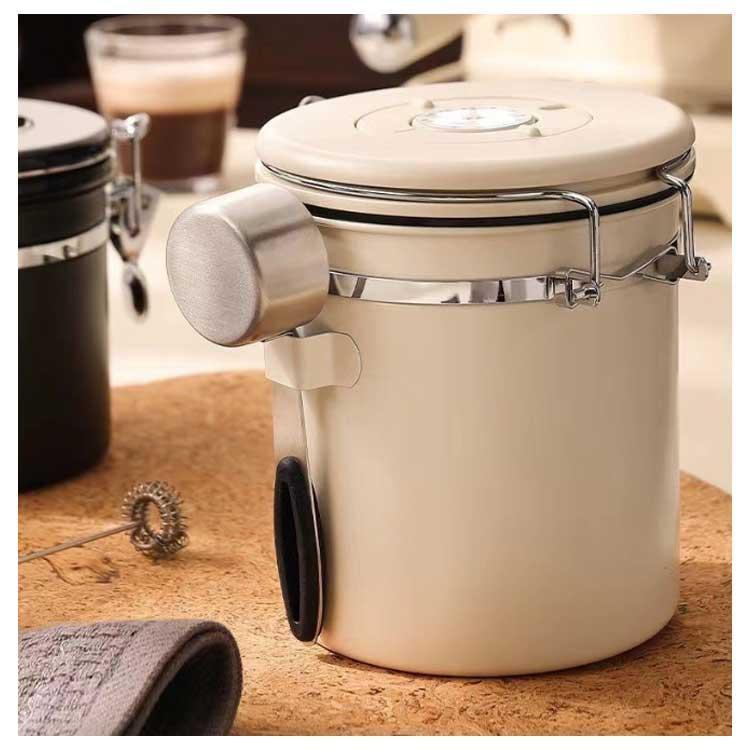 コーヒーキャニスター コーヒー豆 キャニスター コーヒー豆保存 コーヒー豆 容器 ステンレス 収納 円筒型 1200ml 密封容器 コーヒー缶 防湿保 | ブランド登録なし | 12