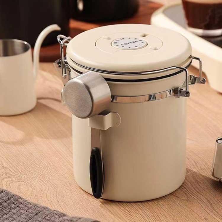 コーヒーキャニスター コーヒー豆 キャニスター コーヒー豆保存 コーヒー豆 容器 ステンレス 収納 円筒型 1200ml 密封容器 コーヒー缶 防湿保 | ブランド登録なし | 02