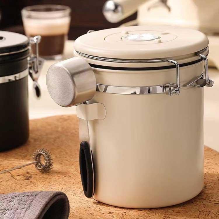 コーヒーキャニスター コーヒー豆 キャニスター コーヒー豆保存 コーヒー豆 容器 ステンレス 収納 円筒型 1200ml 密封容器 コーヒー缶 防湿保 | ブランド登録なし | 03