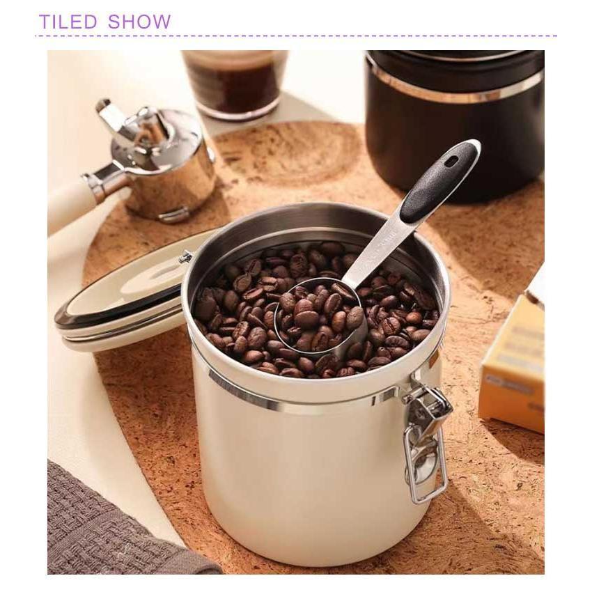 コーヒーキャニスター コーヒー豆 キャニスター コーヒー豆保存 コーヒー豆 容器 ステンレス 収納 円筒型 1200ml 密封容器 コーヒー缶 防湿保 | ブランド登録なし | 07