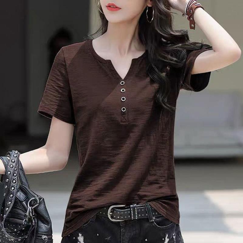Tシャツ レディース カットソー ス シャツ 半袖 サマー 春夏 母の日 夏服 春服 Vネック インナー ルームウェア 着痩せ カジュアル | ブランド登録なし | 18