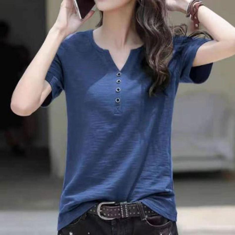 Tシャツ レディース カットソー ス シャツ 半袖 サマー 春夏 母の日 夏服 春服 Vネック インナー ルームウェア 着痩せ カジュアル | ブランド登録なし | 19