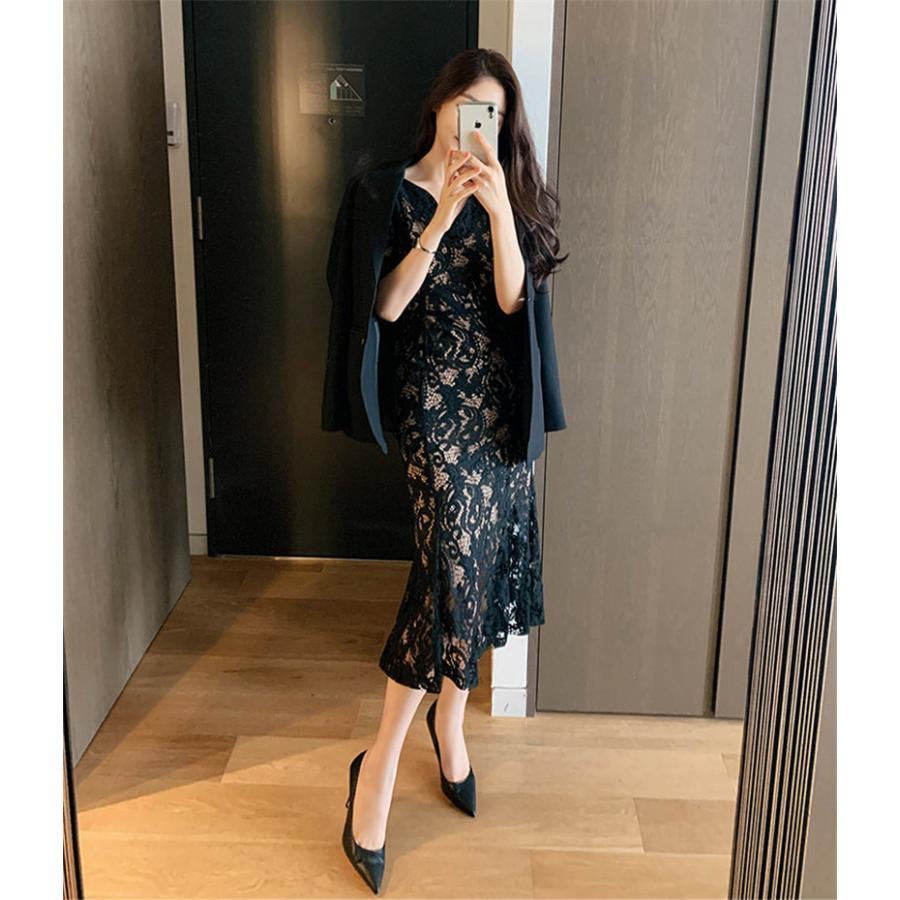 総柄レース ドレス タイト ペプラム ワンピース セレブ ロング丈 上質 お呼ばれ デートワンピ 可愛い 色気 ドレス エレガント | ブランド登録なし | 19