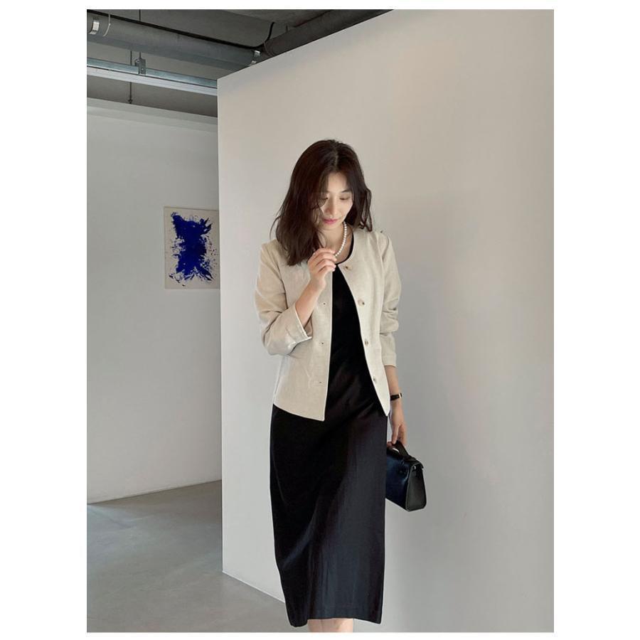 ノーカラージャケット レディース 夏 アウター 長袖 ミディアム丈 羽織り きれいめ 韓国風 ミセス 通勤 20代 30代 40代 新作 おしゃれ | ブランド登録なし | 12