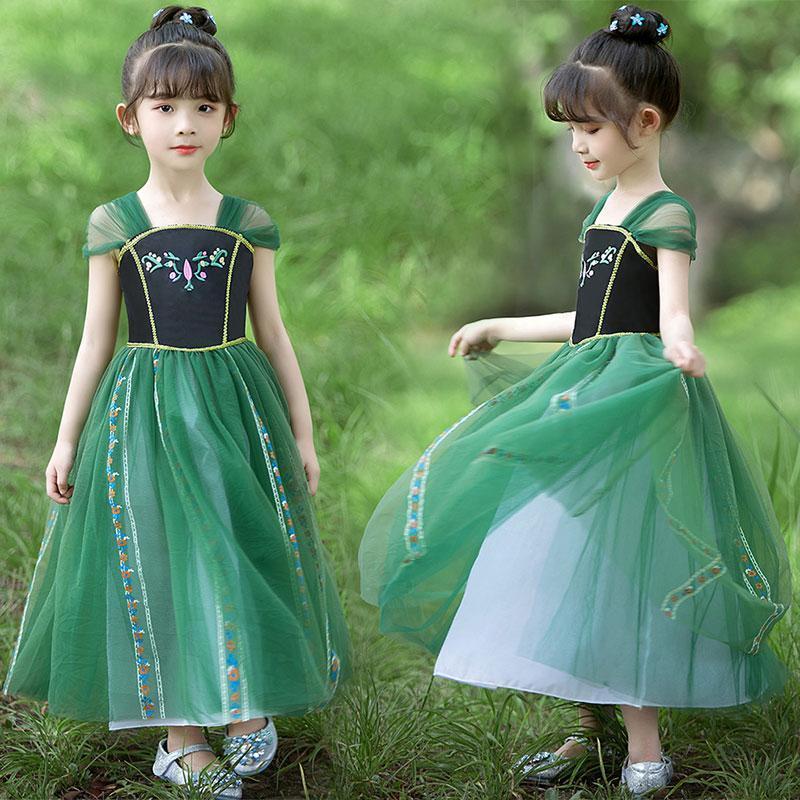 ハロウィン 衣装 子どもドレス 女の子 キッズ プリンセスドレス 仮装 アナ ドレス アナ雪 プリンセス コスチューム お姫様なりきり ワンピース | ブランド登録なし