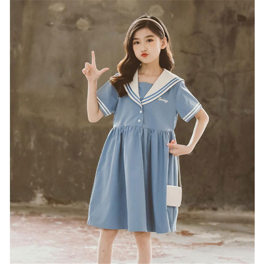 ワンピース キッズ 子供服 女の子 夏 ひざ丈 ギャザー おしゃれ カジュアル ハイウエストフリル 可愛い 小学生 無地 シンプル チュニック | ブランド登録なし | 08