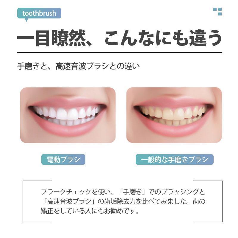 電動歯ブラシ 替えブラシ 音波歯ブラシ 充電式 本体 音波 歯ブラシ IPX7 防水設計 歯磨き 静音 強力 おしゃれ 携帯 口臭予防 歯石予防 子供 | ブランド登録なし | 13