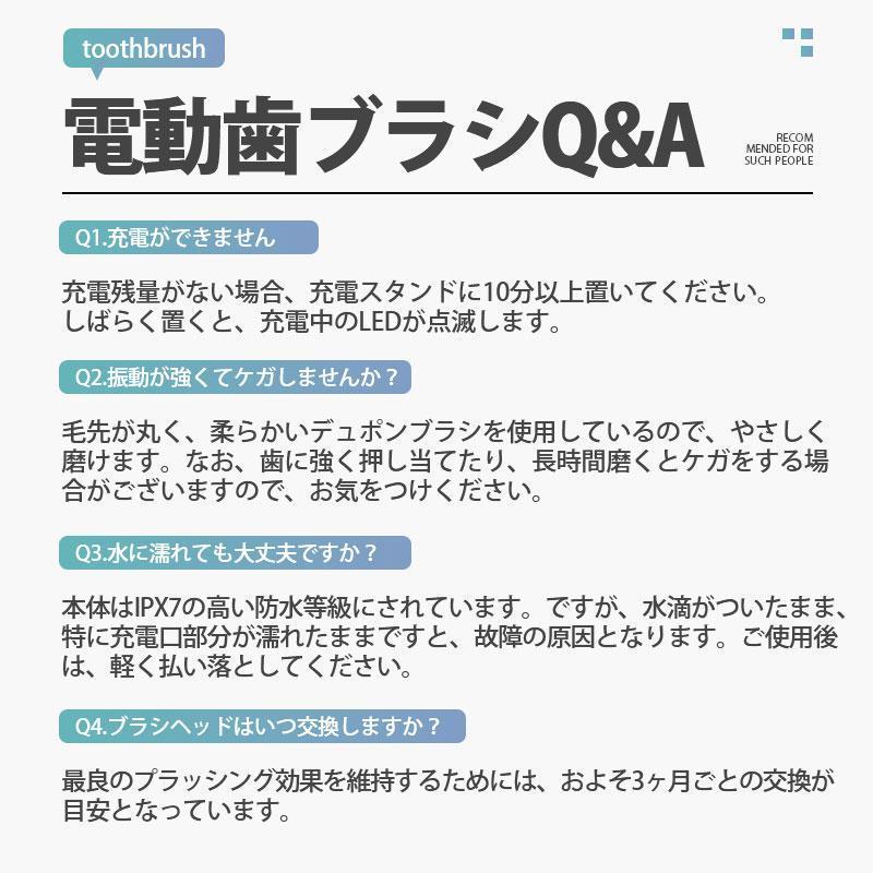 電動歯ブラシ 替えブラシ 音波歯ブラシ 充電式 本体 音波 歯ブラシ IPX7 防水設計 歯磨き 静音 強力 おしゃれ 携帯 口臭予防 歯石予防 子供 | ブランド登録なし | 16