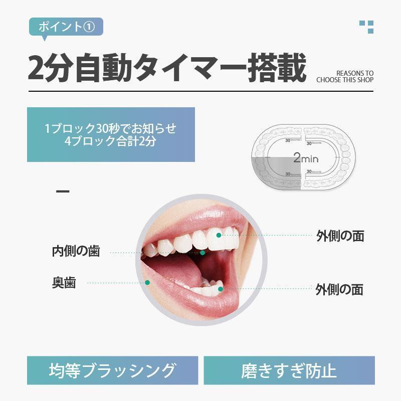 電動歯ブラシ 替えブラシ 音波歯ブラシ 充電式 本体 音波 歯ブラシ IPX7 防水設計 歯磨き 静音 強力 おしゃれ 携帯 口臭予防 歯石予防 子供 | ブランド登録なし | 06