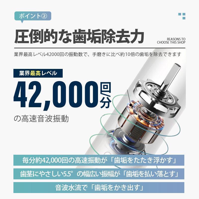 電動歯ブラシ 替えブラシ 音波歯ブラシ 充電式 本体 音波 歯ブラシ IPX7 防水設計 歯磨き 静音 強力 おしゃれ 携帯 口臭予防 歯石予防 子供 | ブランド登録なし | 07