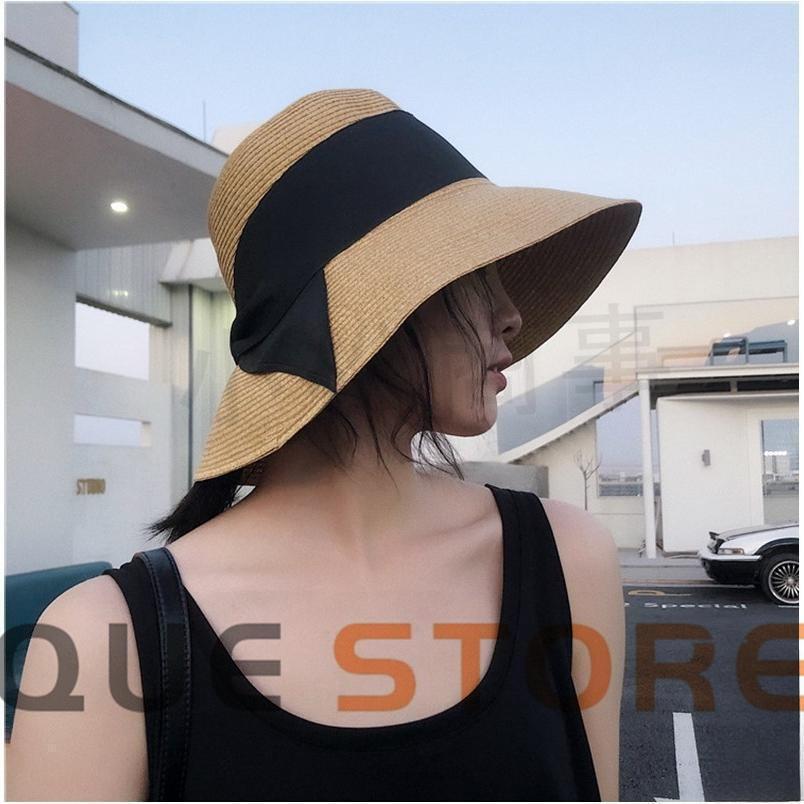 麦わら帽子 レディース むぎわら帽子 つば広 ビーチ 蝶結び 旅行用 UVカット 紫外線カット 折りたたみ可能 小顔効果夏季 夏用 旅行 | ブランド登録なし | 01