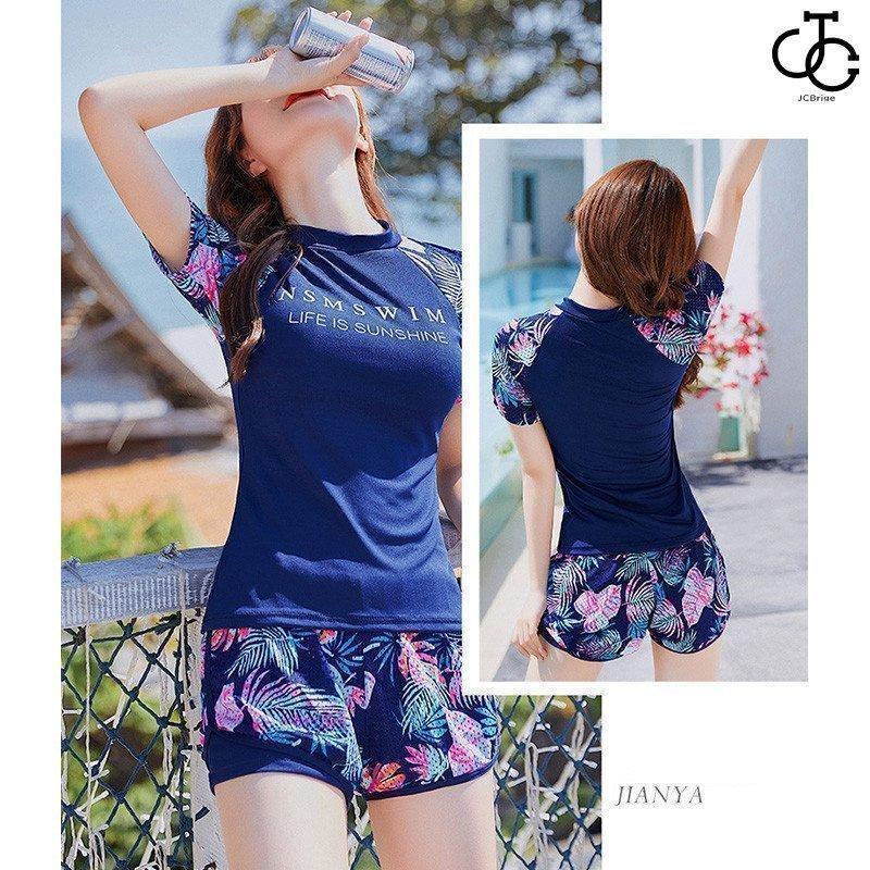 水着 レディース 体型カバー 半袖 2点セット タンキニ ショートパンツ 通販 フィットネス スポーツ セパレート ビーチ プール ジム運動用 水着 | ブランド登録なし | 06