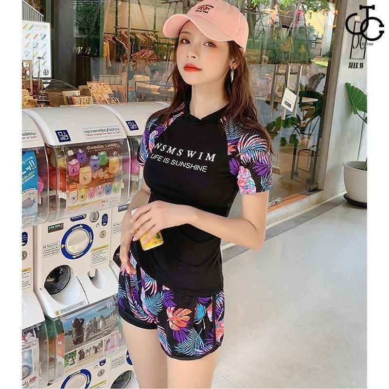 水着 レディース 体型カバー 半袖 2点セット タンキニ ショートパンツ 通販 フィットネス スポーツ セパレート ビーチ プール ジム運動用 水着 | ブランド登録なし | 07