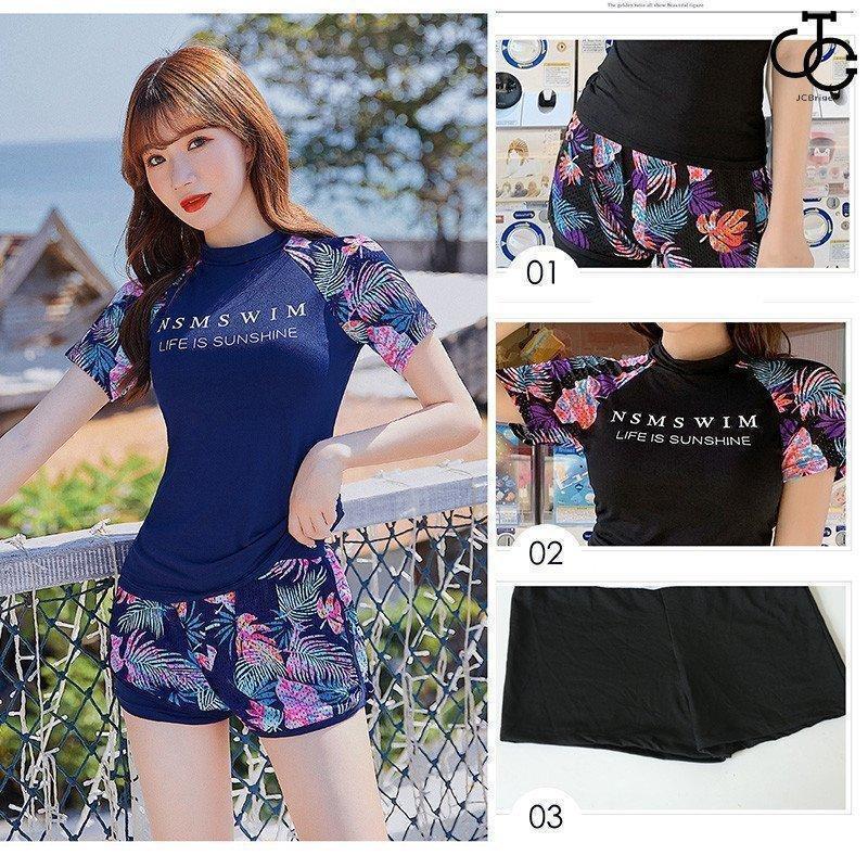 水着 レディース 体型カバー 半袖 2点セット タンキニ ショートパンツ 通販 フィットネス スポーツ セパレート ビーチ プール ジム運動用 水着 | ブランド登録なし | 09
