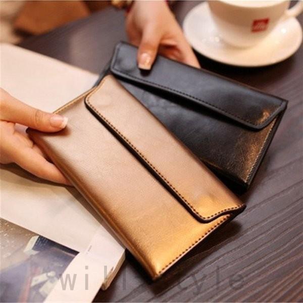 長財布レディースかぶせ二つ折り財布薄型薄い軽量大容量カード入れ仕分け使いやすいおしゃれ新品ロングウォレット二つ折り財布 | ブランド登録なし | 02