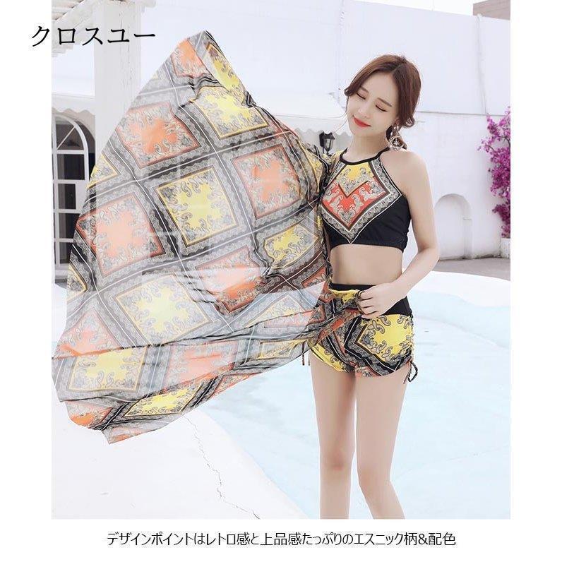 タンキニ レディース ビキニ 水着 ３点セット スイムウェア エスニック柄 パレオ 水泳服 ワイヤー無し ホルターネック ビーチウェア | ブランド登録なし | 05